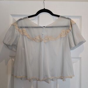 Super Cute Cottagecore Vintage Baby Blue Tule Crop Top